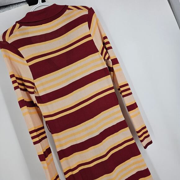 Anthropologie Maeve Sweater Maxi Shirtdress Red Multicolor Striped Button Up XS - Picture 8 of 9